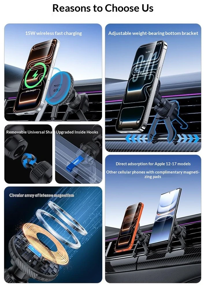 Yesido C319 automobilinis telefono laikiklis su bevieliu krovimu 15W