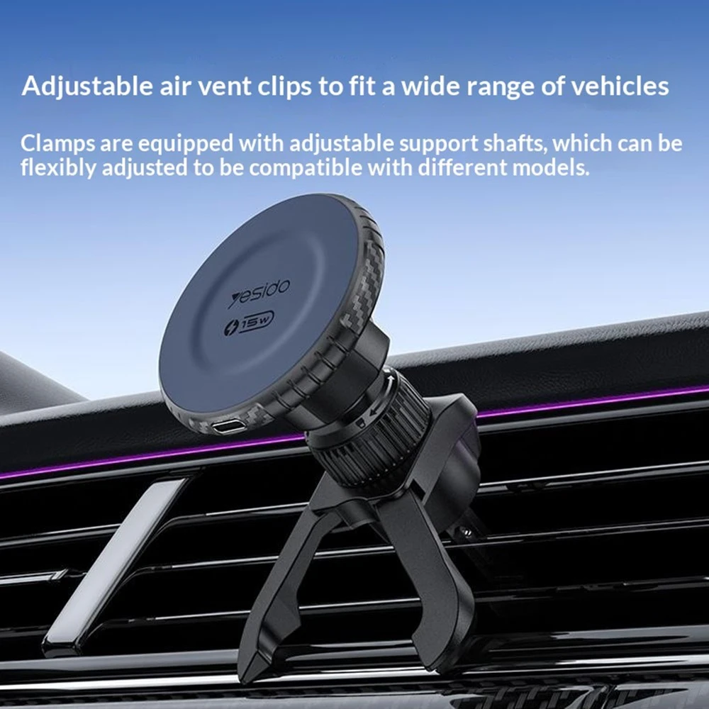 Yesido C319 automobilinis telefono laikiklis su bevieliu krovimu 15W