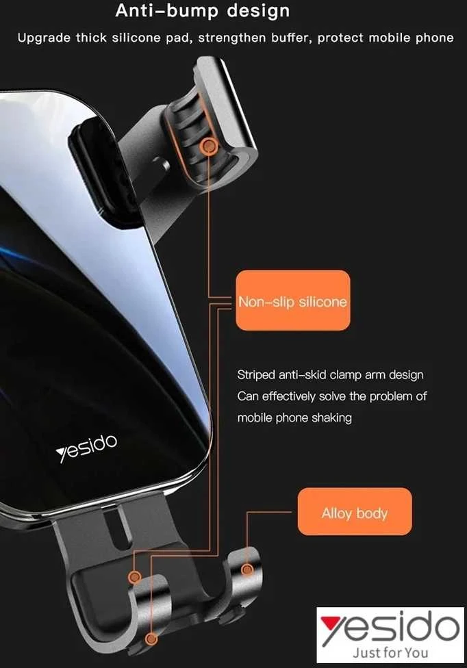 Yesido C87 automobilinis telefono laikiklis į groteles