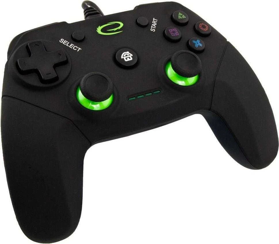 Gamepad Esperanza Vanquisher EGG110K (PC, PS3, juodos spalvos, žalias color)