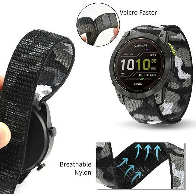 4Wrist Nailoninis dirželis, skirtas „Garmin Fenix 7X“ / „Fenix 6X“ / „Fenix 5X Plus“ / „Fenix 3“ laikrodžiams – 26 mm – juodas