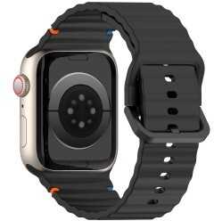 4Wrist Silikoninis dirželis Apple Watch 42/44/45/49 mm - juodas