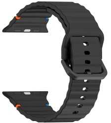 4Wrist Silikoninis dirželis Apple Watch 42/44/45/49 mm - juodas