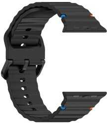 4Wrist Silikoninis dirželis Apple Watch 42/44/45/49 mm - juodas