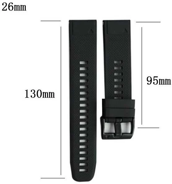 Silikoninis dirželis, skirtas Garmin Fenix 7X / Fenix 6X / Fenix 5X Plus / Fenix 3 - 26 mm - juodas