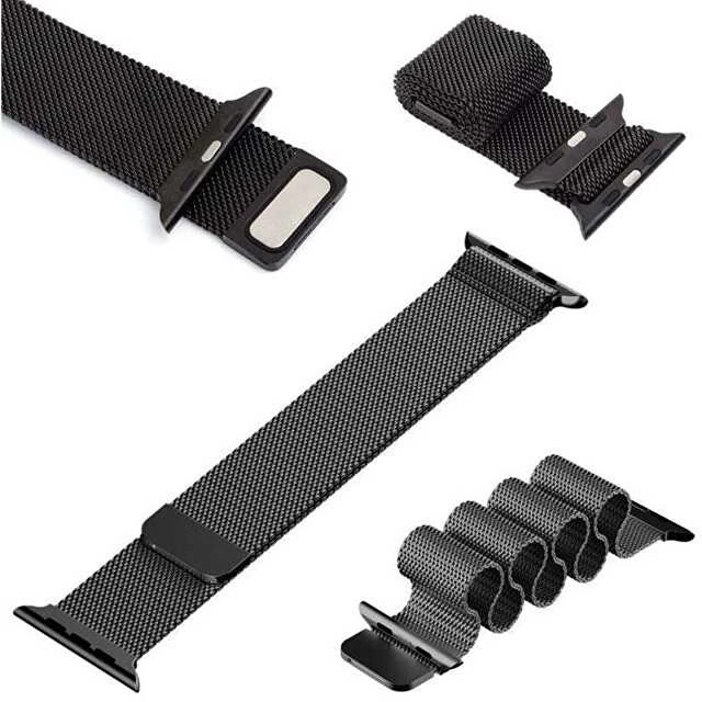 4Wrist Plieninis Milano traukiklis Apple Watch - juodas 42/44/45 mm