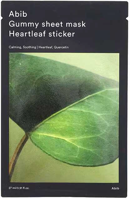 Abib Gummy Sheet Mask veido kaukė su širdies lapų lipdukais, 27 ml