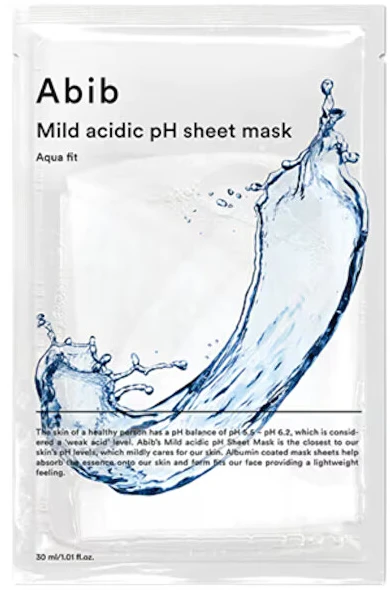 Abib švelni rūgštinė pH lakštinė veido kaukė „Aqua Fit“, 30 ml