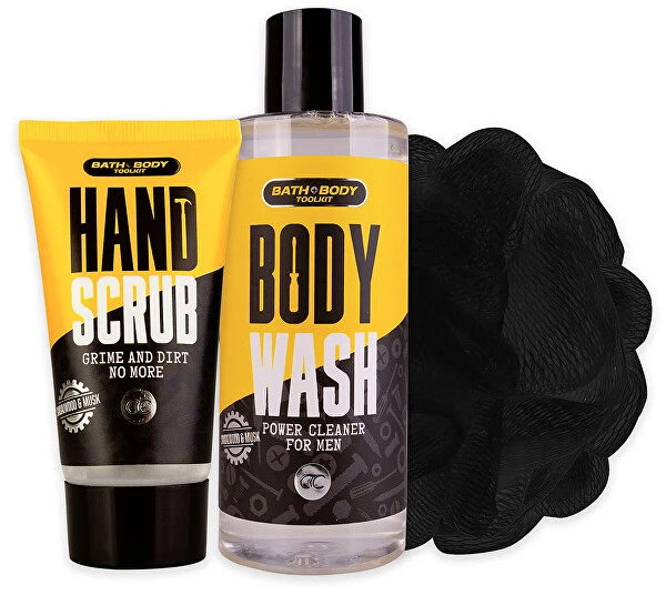 Kūno priežiūros priemonių rinkinys Bath & Body Toolkit (Kūno prausiklis, 200ml + Rankų šveitiklis, 50ml + Kūno kempinėlė)