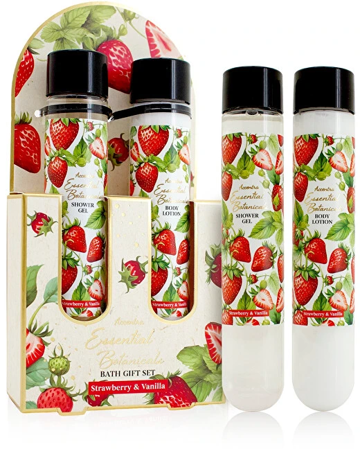 Accentra Braškių ir Vanilės Essential Botanicals Tube dovanų rinkinys