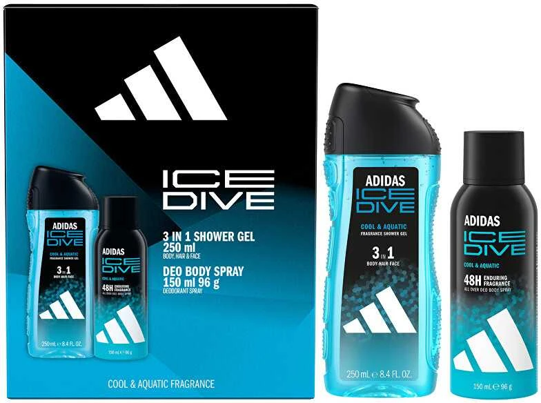 Adidas Ice Dive - deodorant ve spreji 150 ml + 3v1 sprchový gel 250 ml