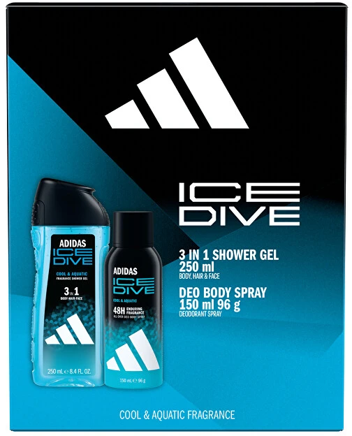 Adidas Ice Dive - deodorant ve spreji 150 ml + 3v1 sprchový gel 250 ml