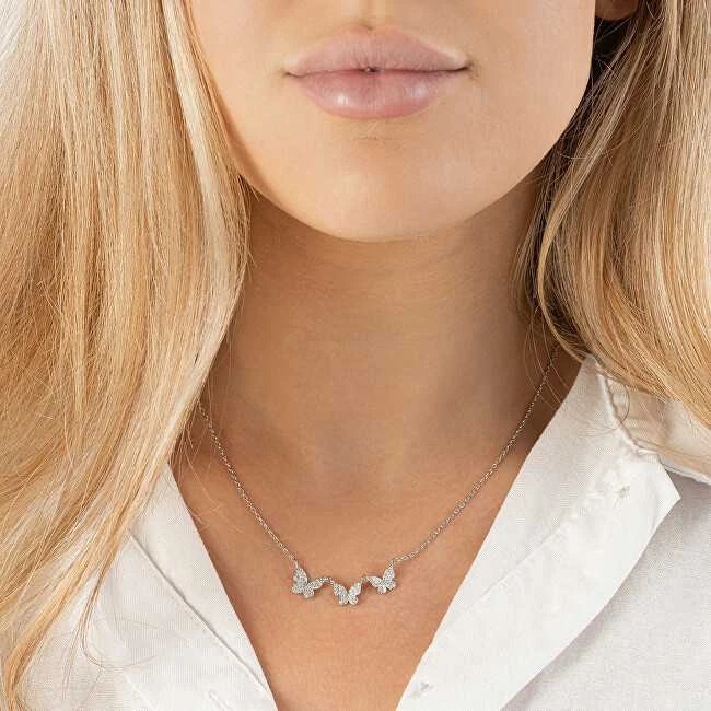 Again Jewelry Delicate sidabrinis pakabukas with butterflies AJNA0023