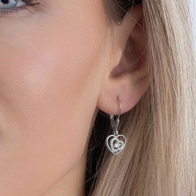 Again Jewelry Širdelės formos kabantys auskarai su kubiniu cirkoniu AJNS0067