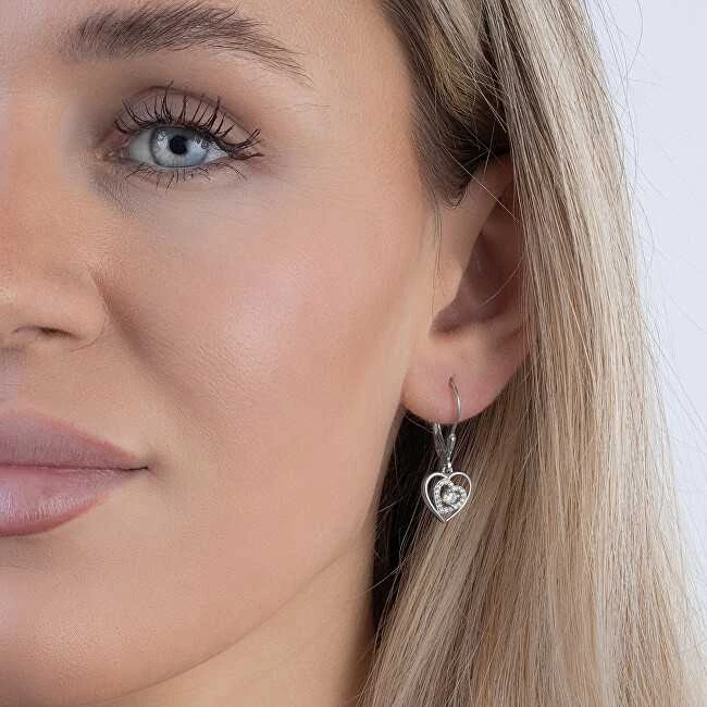 Again Jewelry Širdelės formos kabantys auskarai su kubiniu cirkoniu AJNS0067