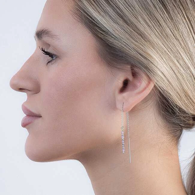 Again Jewelry Sidabriniai grandinėlės auskarai su ametistu AJKNS004