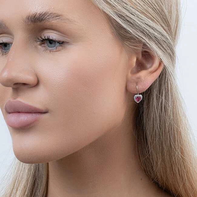 Again Jewelry Sidabriniai kabantys auskarai Širdelė su cirkoniais AJNS0047