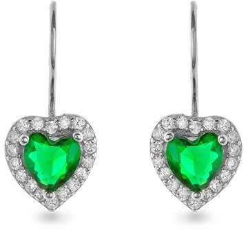 Again Jewelry Sidabriniai kabantys auskarai Širdelė su cirkoniais AJNS0048