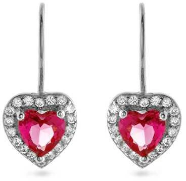 Again Jewelry Sidabriniai kabantys auskarai Širdelė su cirkoniais AJNS0047