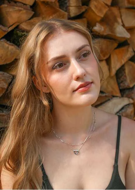 Agato Dvigubos širdies sidabro karoliai AGS1552