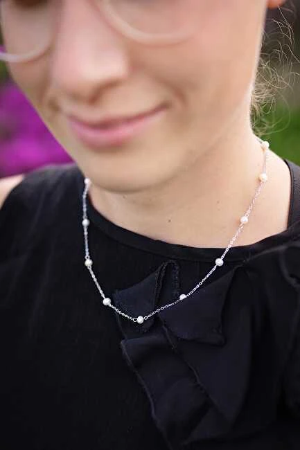 Agato Elegantiškas sidabrinis karoliai su perlais AGS1584/47P