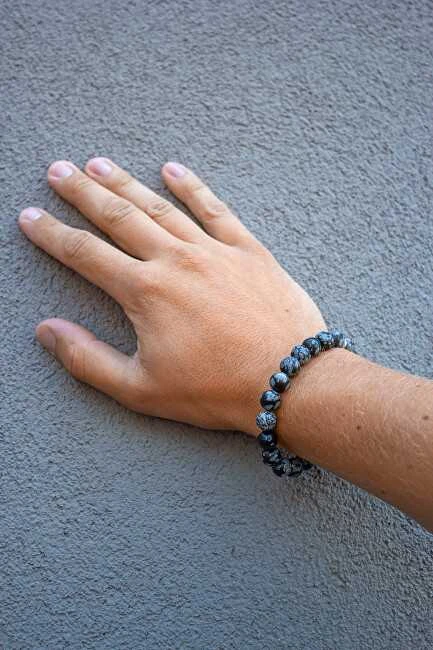 Agato Obsidiano karoliukų apyrankė MINK157/20