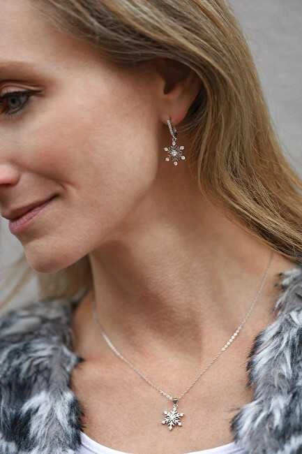 Agato Beautiful sidabrinis jewelry set Snowflakes AGT-SET03W (earrings, pakabukas, pendant)