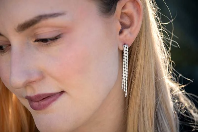 Agato Strass ilgi auskarai su cirkonio AGT-E148PW