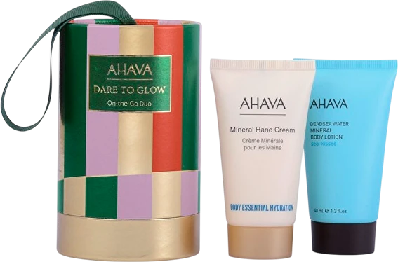 AHAVA DARE TO GLOW ON THE GO DUO Dovanų rinkinys (kūno losjonas 40 ml + rankų kremas 40 ml)