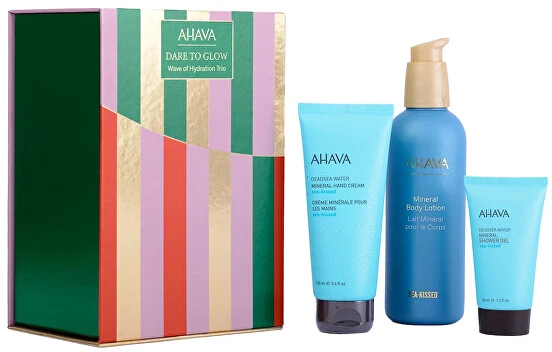 AHAVA DARE TO GLOW WAVE OF HYDRATION TRIO Dovanų rinkinys (rankų kremas 100 ml + dušo gelis 40 ml + mineralinis kūno losjonas 250 ml)