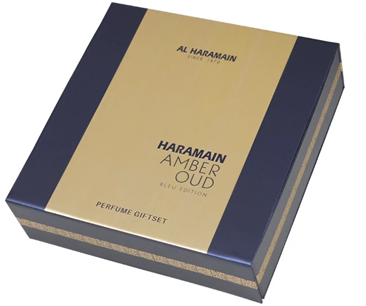 Al Haramain Amber Oud Bleu Edition rinkinys: 75ml EDP purškiklis + 30ml EDP purškiklis + 200ml dezodorantas