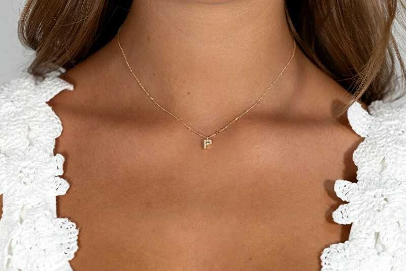 Alisia Auksu padengtas vėrinys su Swarovski perlais "P" AL4258.01.916