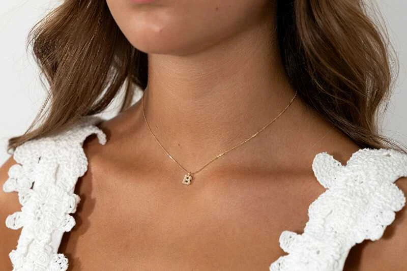 Alisia Auksu padengtas vėrinys su Swarovski perlais "B" AL4258.01.902