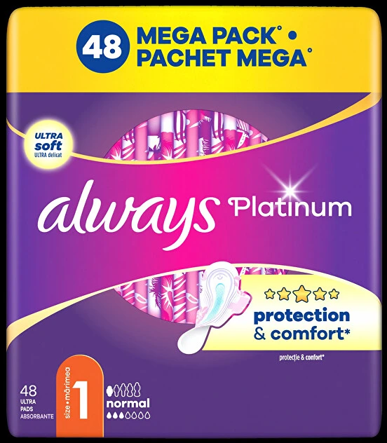Always Platinum Normal Size 1 Higieniniai Paketai su Sparneliais, 48 vnt.