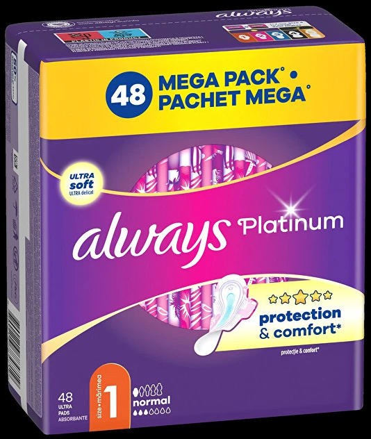 Always Platinum Normal Size 1 Higieniniai Paketai su Sparneliais, 48 vnt.