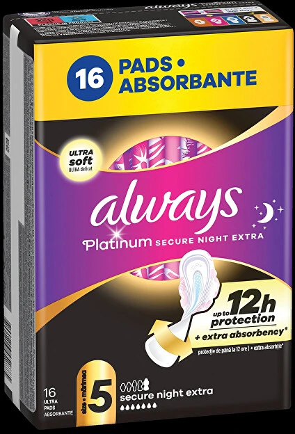Always Higieniniai įklotai „Platinum Secure Night Extra“, 16 vnt.