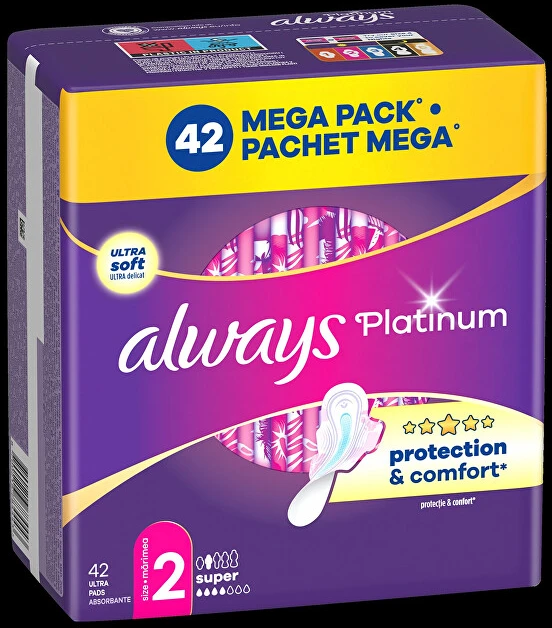 Always Platinum Super Size 2 Higieniniai Paketai su Sparneliais, 42 vnt.