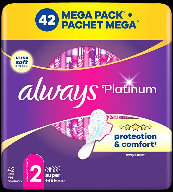 Always Platinum Super Size 2 Higieniniai Paketai su Sparneliais, 42 vnt.