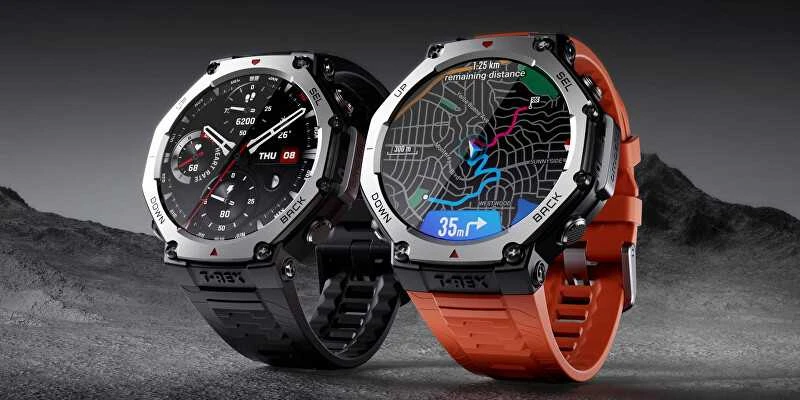 Išmanusis laikrodis Amazfit T-Rex 3, Nerudijančio plieno korpusas su onikso spalvos silikoniniu dirželiu