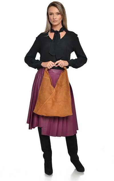 Anna Luchini Moteriška odinė rankinė-rankinė AL 8166 konjako spalvos