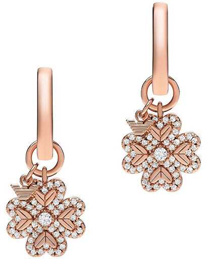 Armani Gold plated earrings 2in1 Quatrefoil with cubic zirconia EG3610221