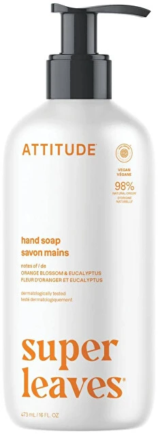 Attitude Super Leaves Oranžinis rankų prausiklis su muilu (rankų prausiklis) 473 ml