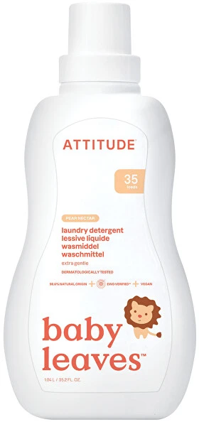 Attitude plovimo skystis kūdikių drabužiams, Kriaušių nektaras 35 skalbimui, 1050 ml