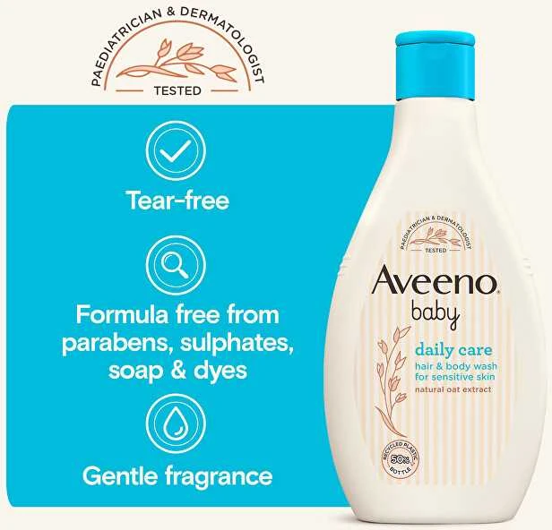 Aveeno Švelnus kūdikių prausiklis kasdienei priežiūrai ir vonios prausimuisi, 400 ml