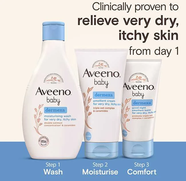 „Aveeno Baby Dermexa“ minkštinamasis balzamas gerai nakčiai (75 ml)