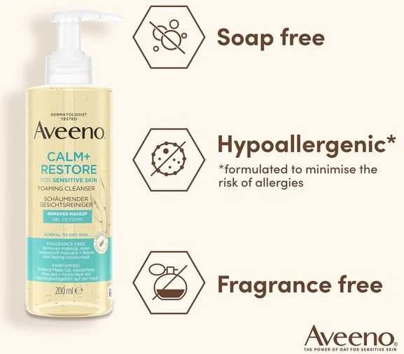 Aveeno Calm+Restore Foaming Valiklis 200 ml