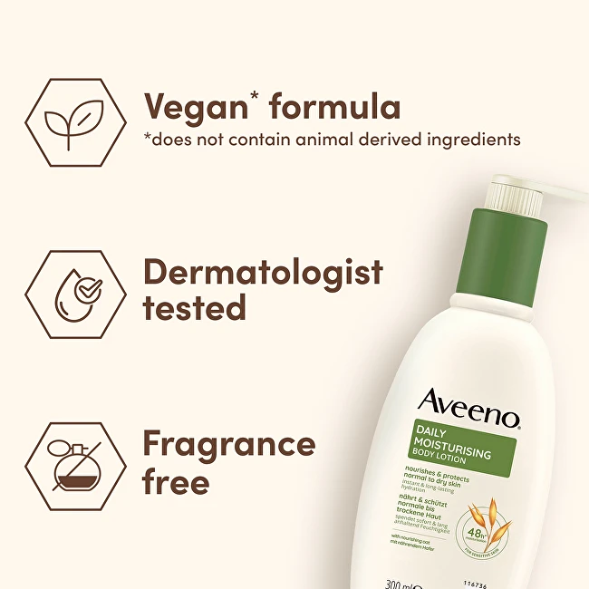 Aveeno Daily Moisturising Unscented Losjonas kūnui (Lotion) 300 ml
