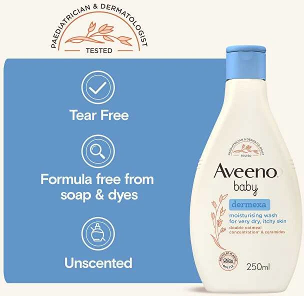 Aveeno Drėkinamasis prausimosi gelis Baby Dermexa 250 ml