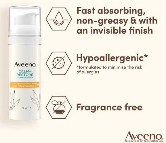 Aveeno drėkinamasis losjonas SPF 50 Calm+Restore (drėkinamasis losjonas) 50 ml