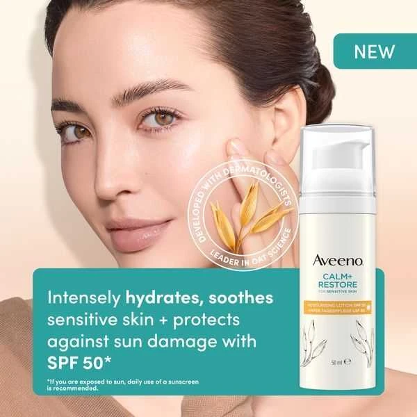 Aveeno drėkinamasis losjonas SPF 50 Calm+Restore (drėkinamasis losjonas) 50 ml